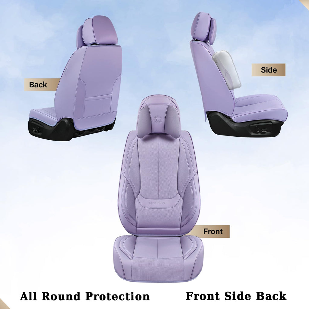 Coverado Car Seat Covers, Seat Covers for Cars, Waterproof Leather Auto Seat Protectors, Leather Car Seat Cushion, Car Interiors Accessories Universal Fit for Most Cars