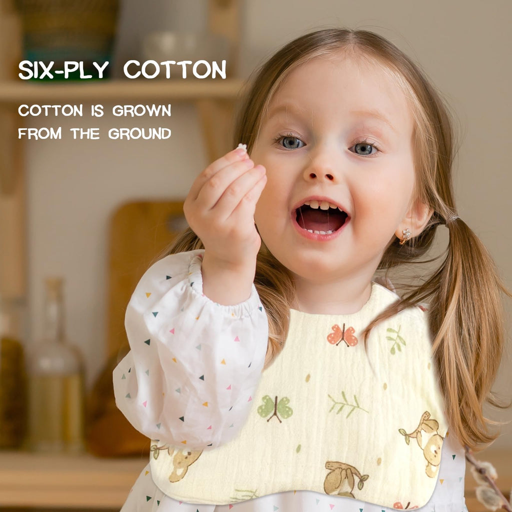 DOSMINE Organic Cotton Muslin Baby Bibs 10 Pack Absorbent Adjustable