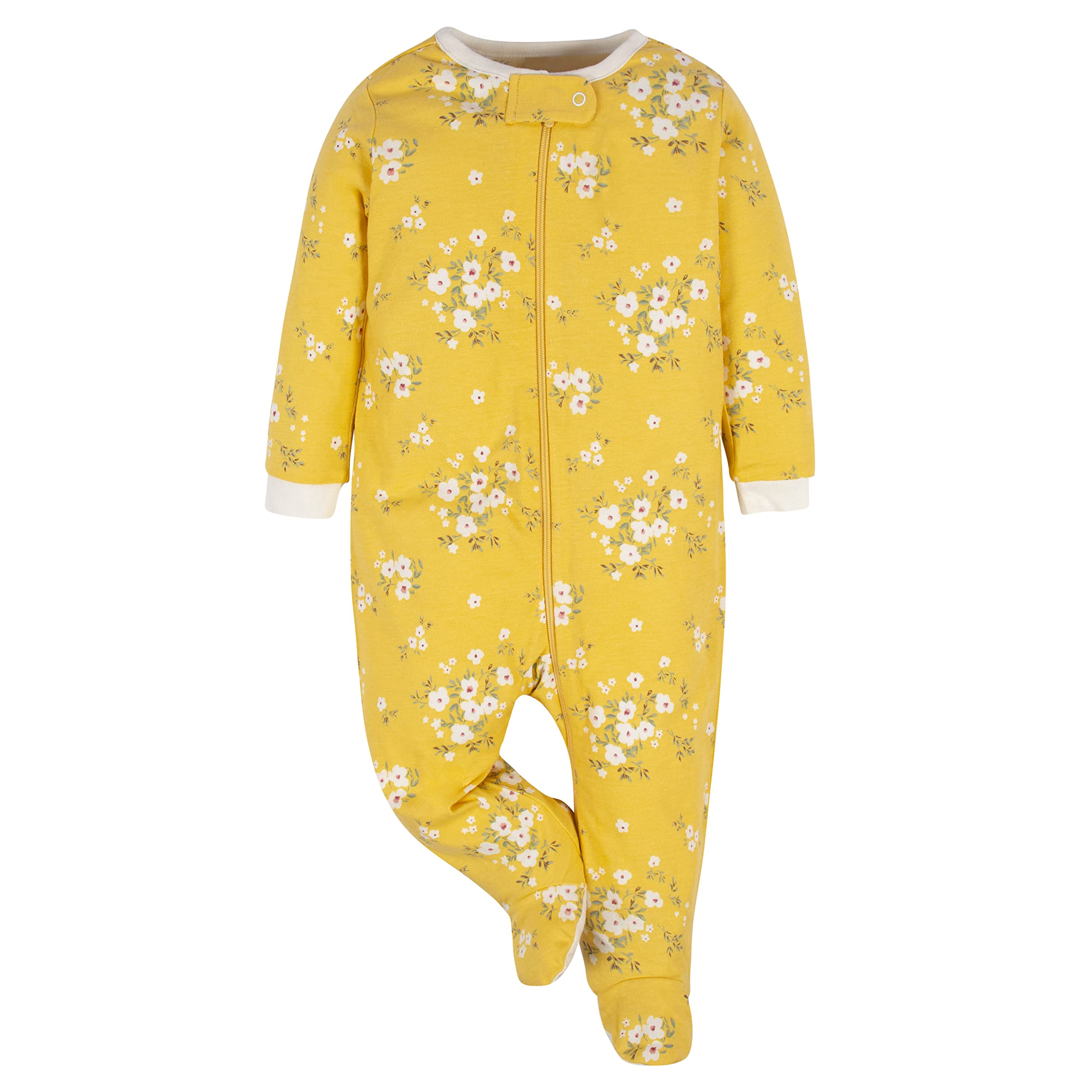 Gerber Baby Girls 4 Pack 'N Play Footie And Toddler Sleepers, Golden Floral, 6-9 Months US