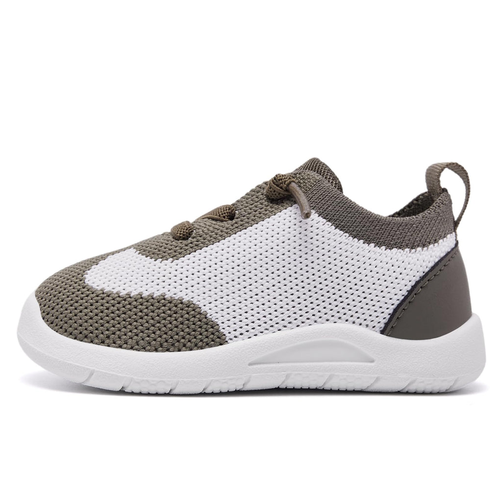 MORENDL Toddler Shoes Baby Walking Sock Shoes Infant Sneakers Boy Girl Barefoot Tennis Shoe Non-Slip Brethable White Brown