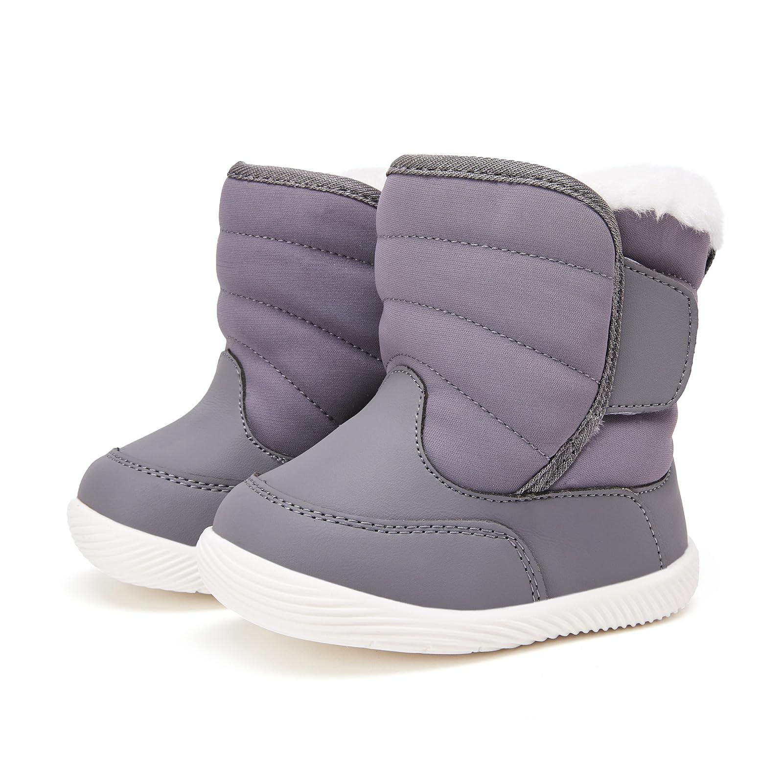 BMCiTYBM Baby Waterproof Snow Boots Infant Boy Girl Winter Booties Nonslip Lightweight Outdoor Warm Shoes for First Walkers 6 9 12 18 24 Months Grey Size 6-12 Months Infant