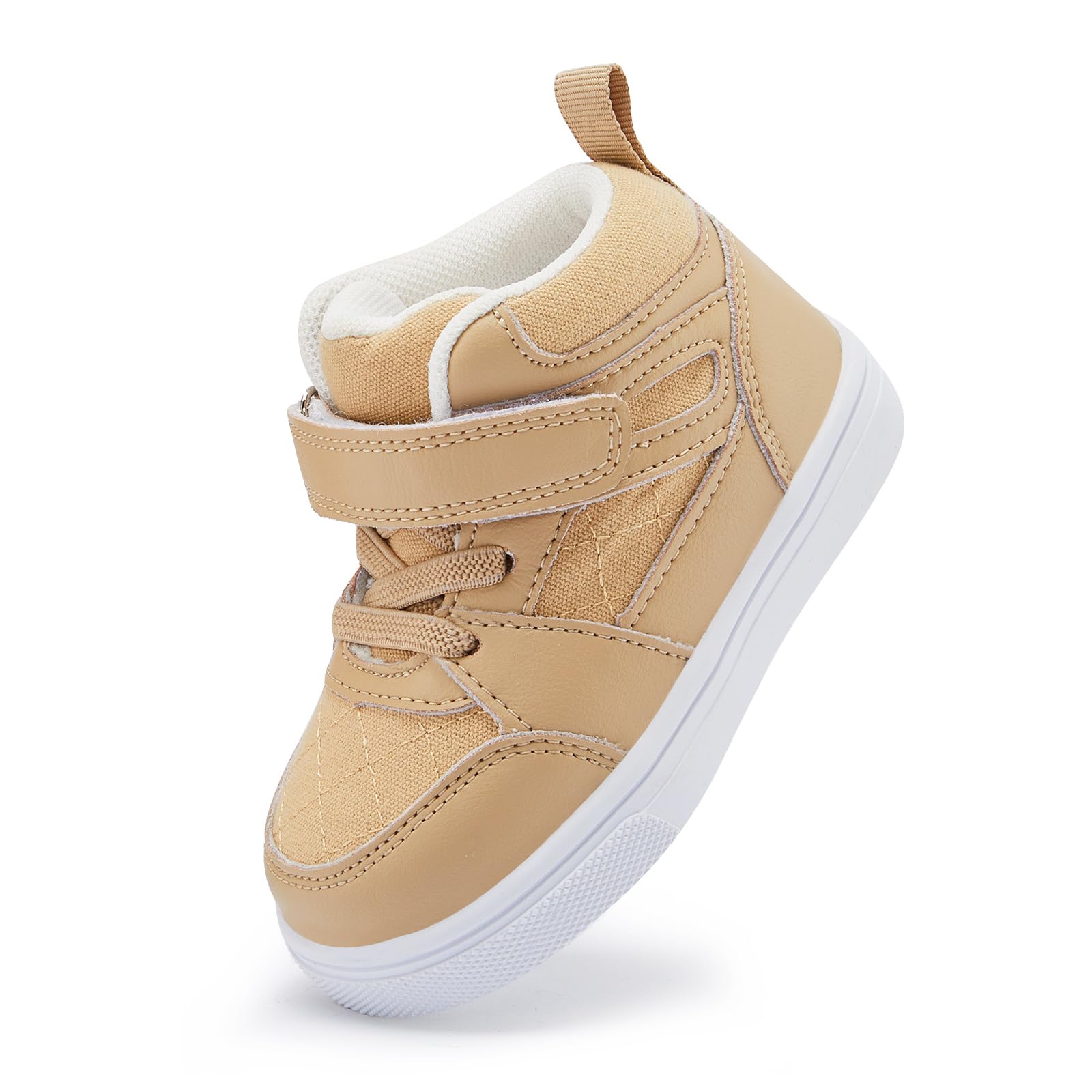 BMCiTYBM Baby High Top Sneakers Infant Walking Shoes Unisex Khaki Size 5