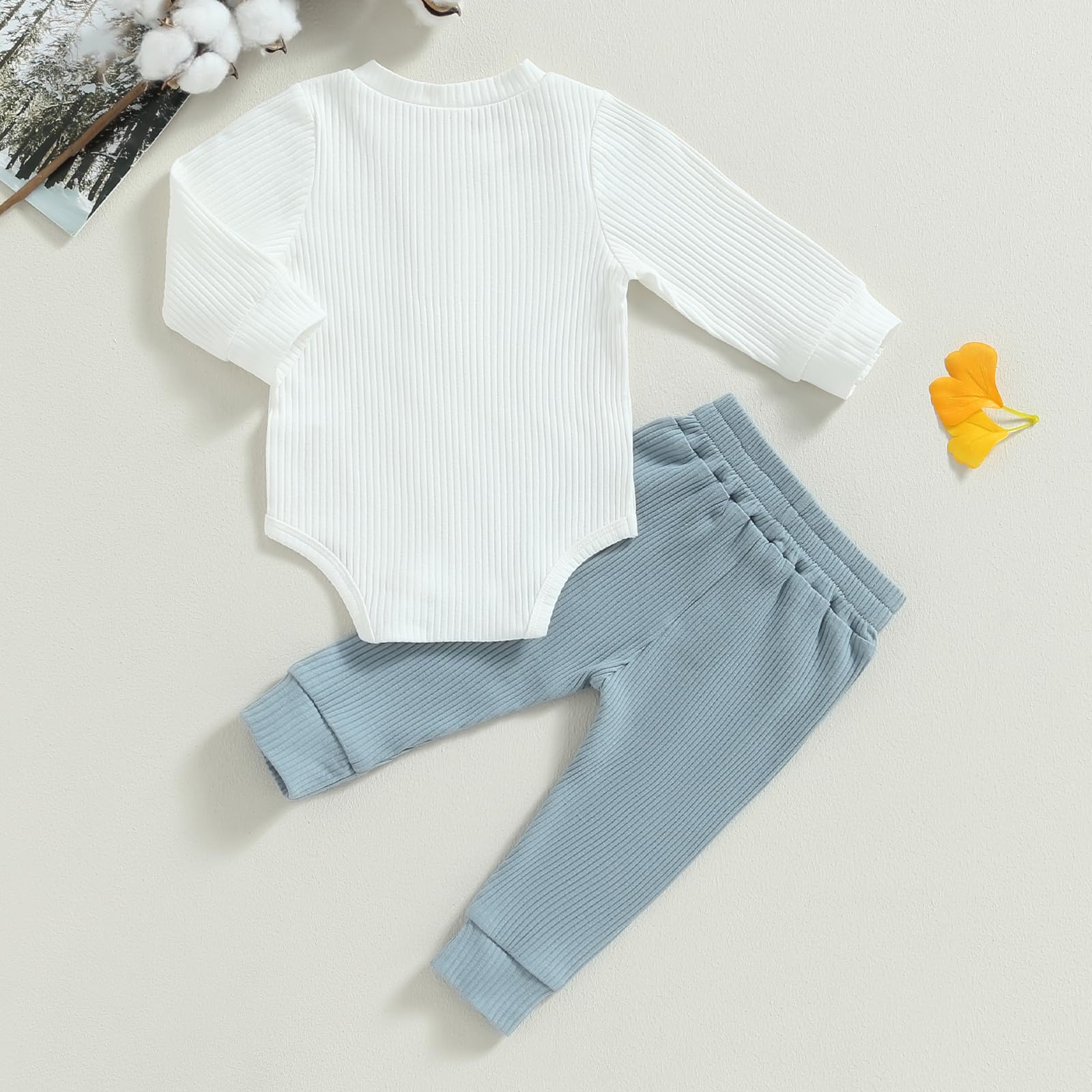 MA&BABY Newborn Baby Boy Clothes Ribbed Knit Long Sleeve Romper Pants Set