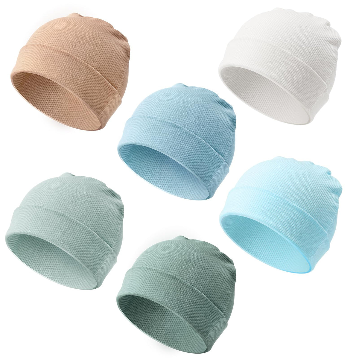 DRESHOW BQUBO 6 Pack Baby Newborn Hats Set for Unisex Infant Newborn Toddler Soft Beanie Hat for Boys Girls 0-6 Months