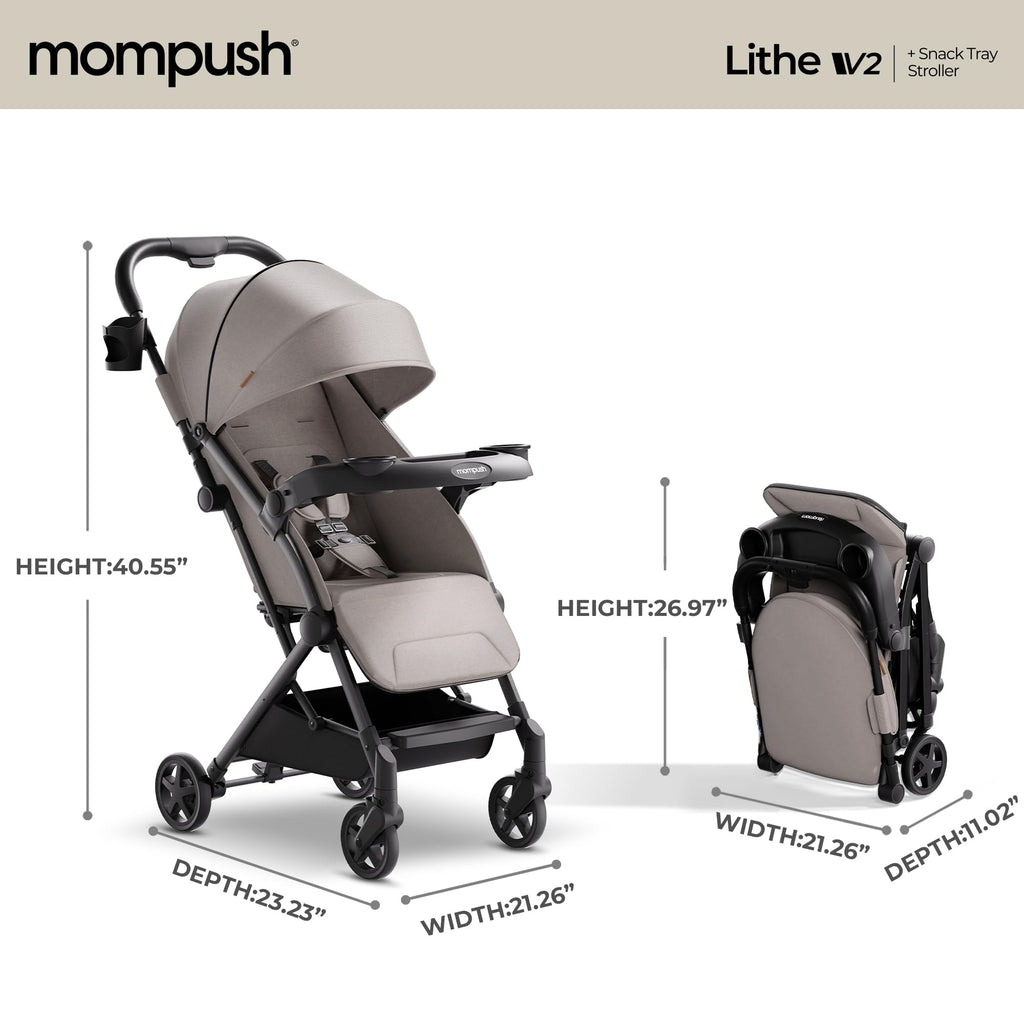 Mompush Lithe V2 Lightweight Travel Stroller with Organizer Included
