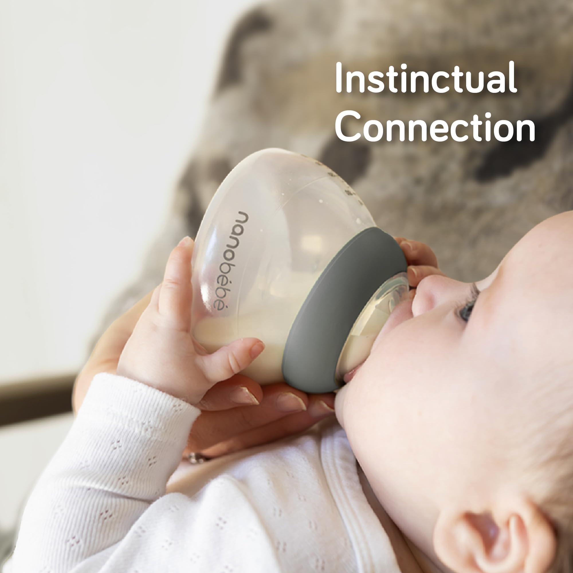Nanobebe Breastmilk Bottle, Breastfeeding Newborn Breast Like, Anti Colic, Perfect Latch, Preserves Breast Milk nutrients, Twin-Pack Grey