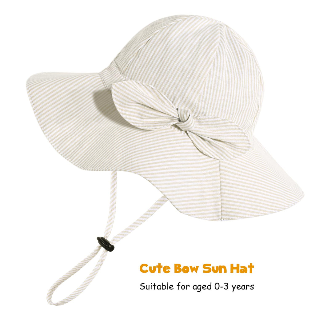 Baby Girl Sun Hat with UPF 50+ Outdoor Adjustable Beach Hat with Wide Brim Bucket Hats (2-3岁)