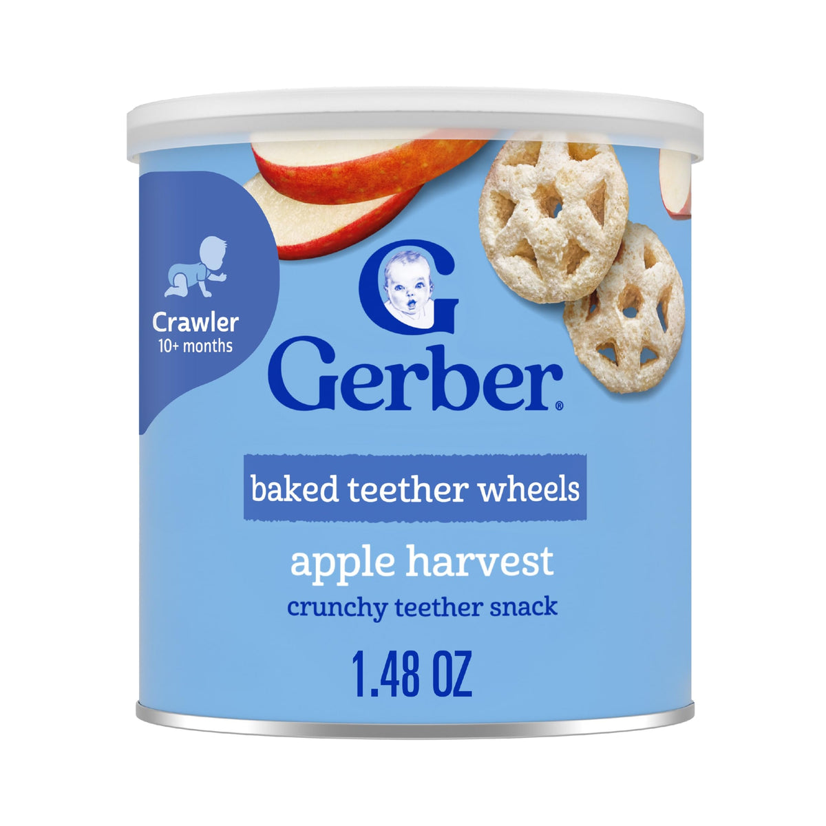 Gerber Apple Harvest Teether Wheels Snack, 1.48 Oz, 6 Pack