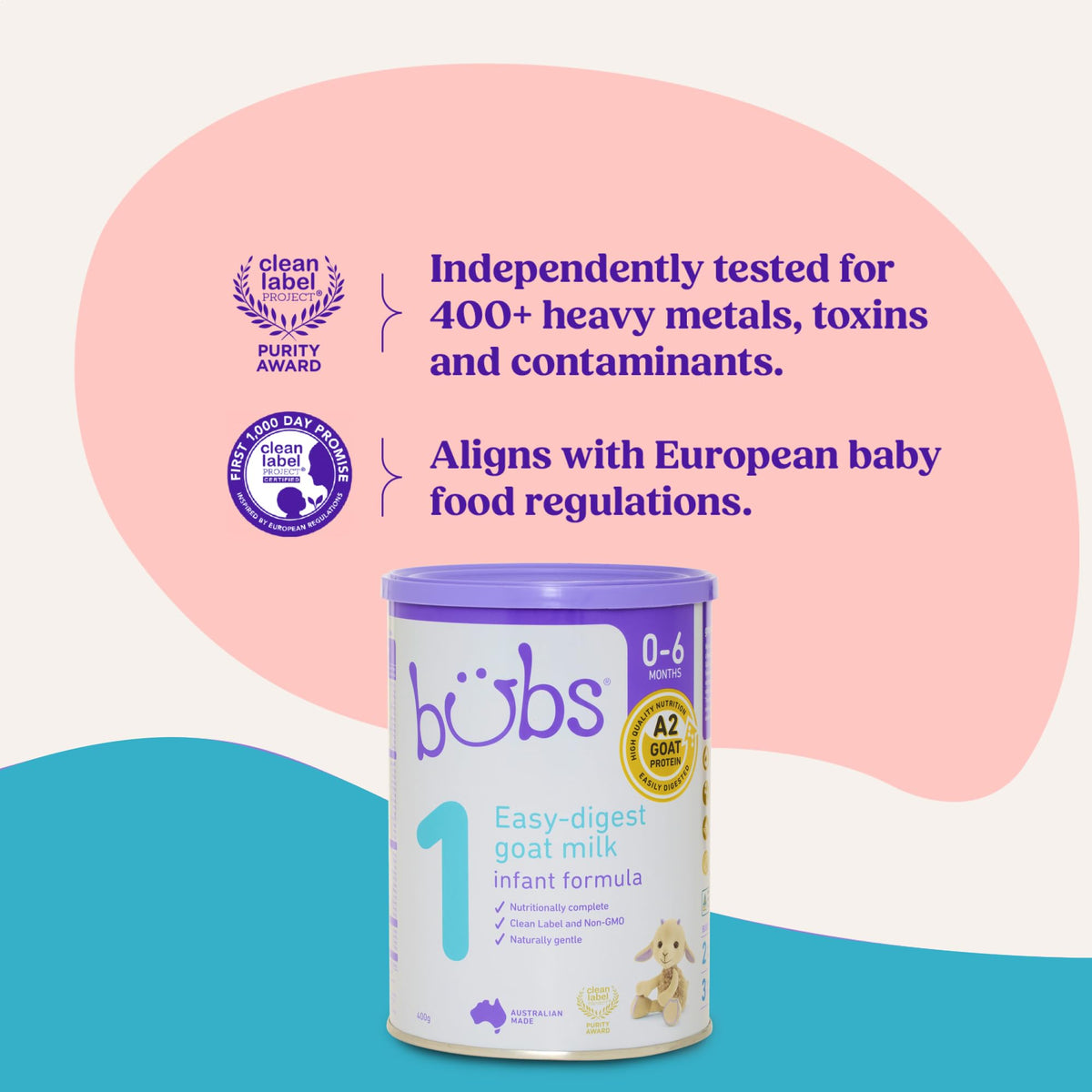 Bubs Goat Milk Infant Formula Stage 2, Infants 6-12 months, Made with Fresh Goat Milk, 14.1 oz