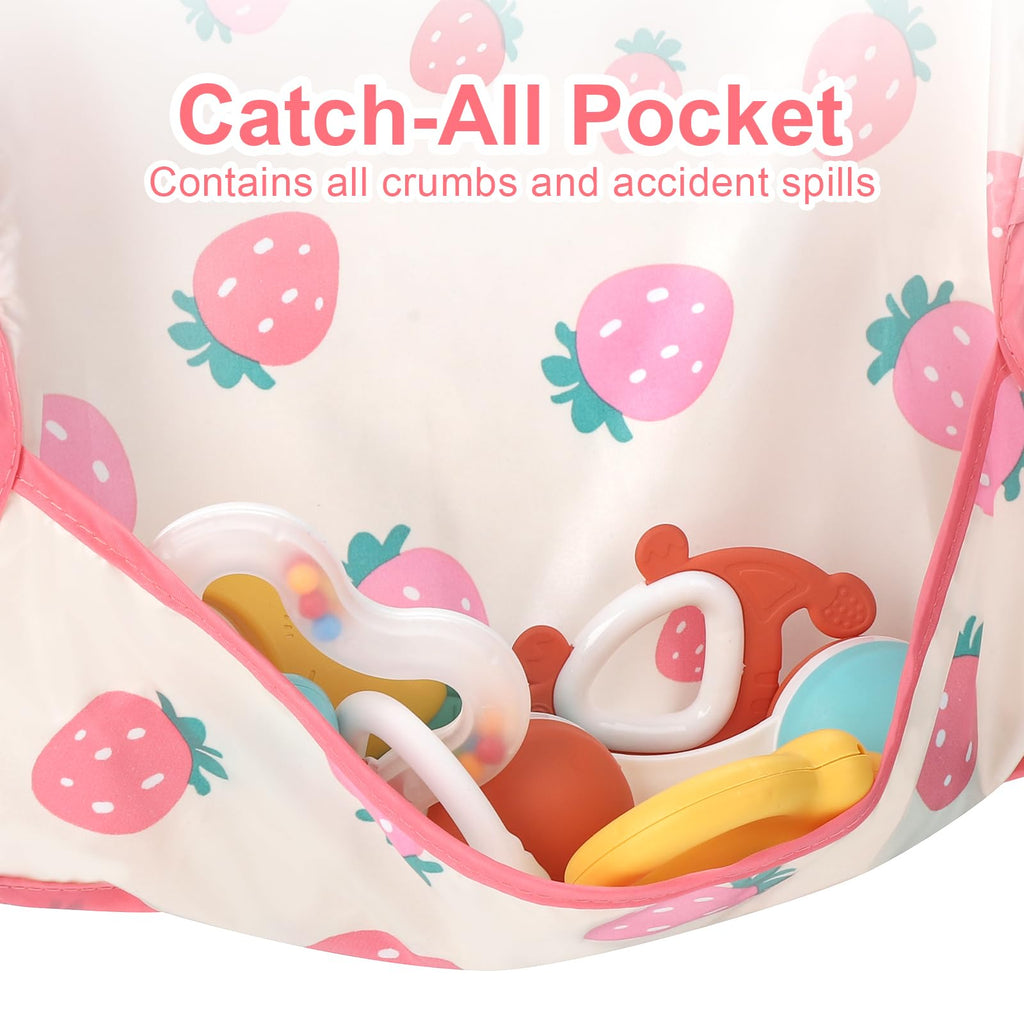 Accmor 3 Pack Waterproof Baby Bibs for Eating, Mess Proof Toddler Feeding Bibs for Girls Boys