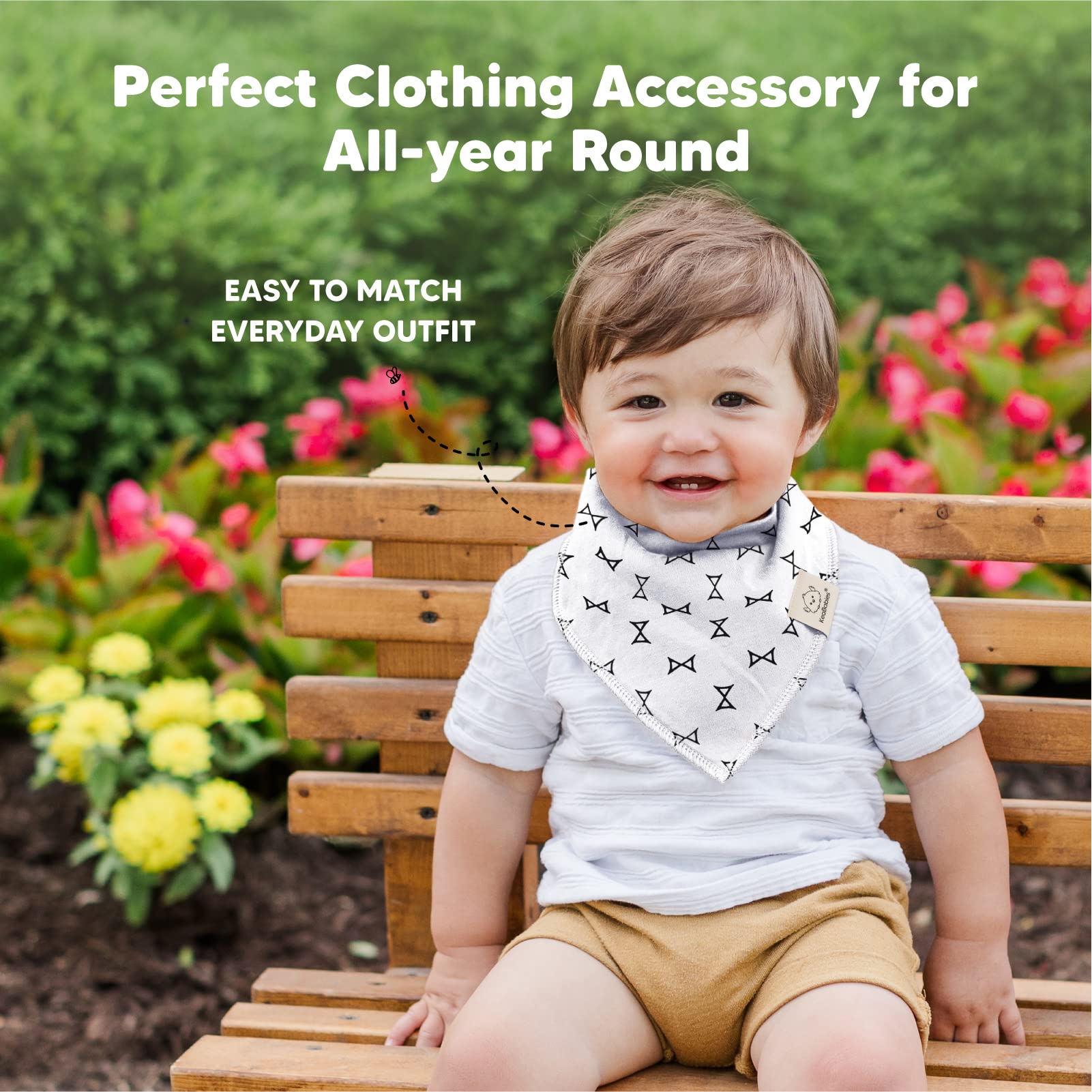 KeaBabies 10pk Organic Baby Bandana Bibs for Drooling and Teething (MONOS)