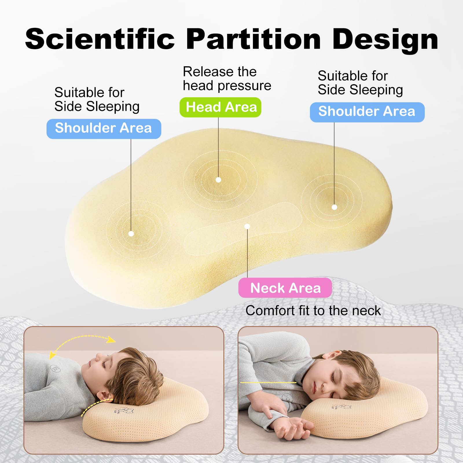 Reidio 1pc Toddler Silicone Pillow Breathable Toddler Pillow with Removable Cotton Pillowcase Kids Pillows for Sleeping Machine Washable (Rose, H1)