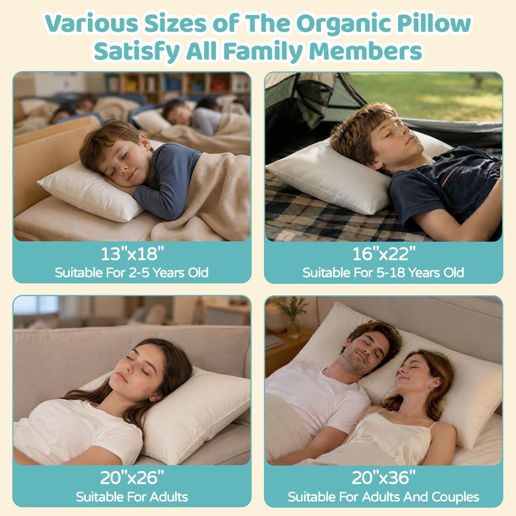 LOFE Adjustable Kids Pillow for Ages 2-4 with Organic Cotton Pillowcase