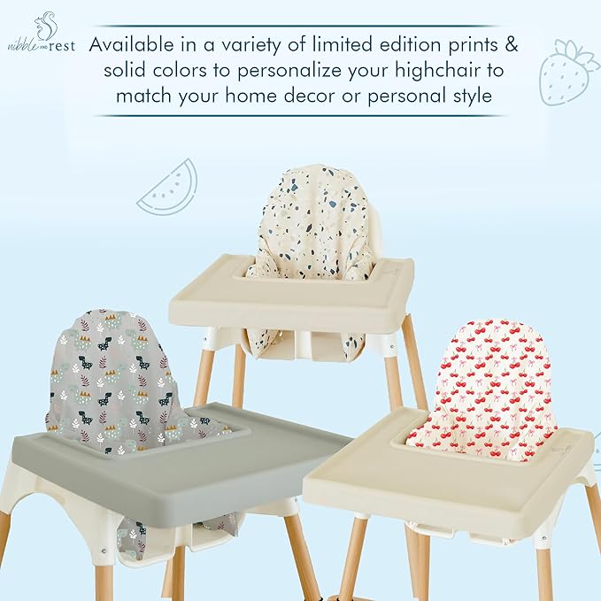 Nibble and Rest Highchair Insert Cover, Compatible for IKEA Antilop Highchair, High Chair Accessories Stain-Proof and Wipeable Insert Cover (Cushion NOT Included)(Dino Grey)