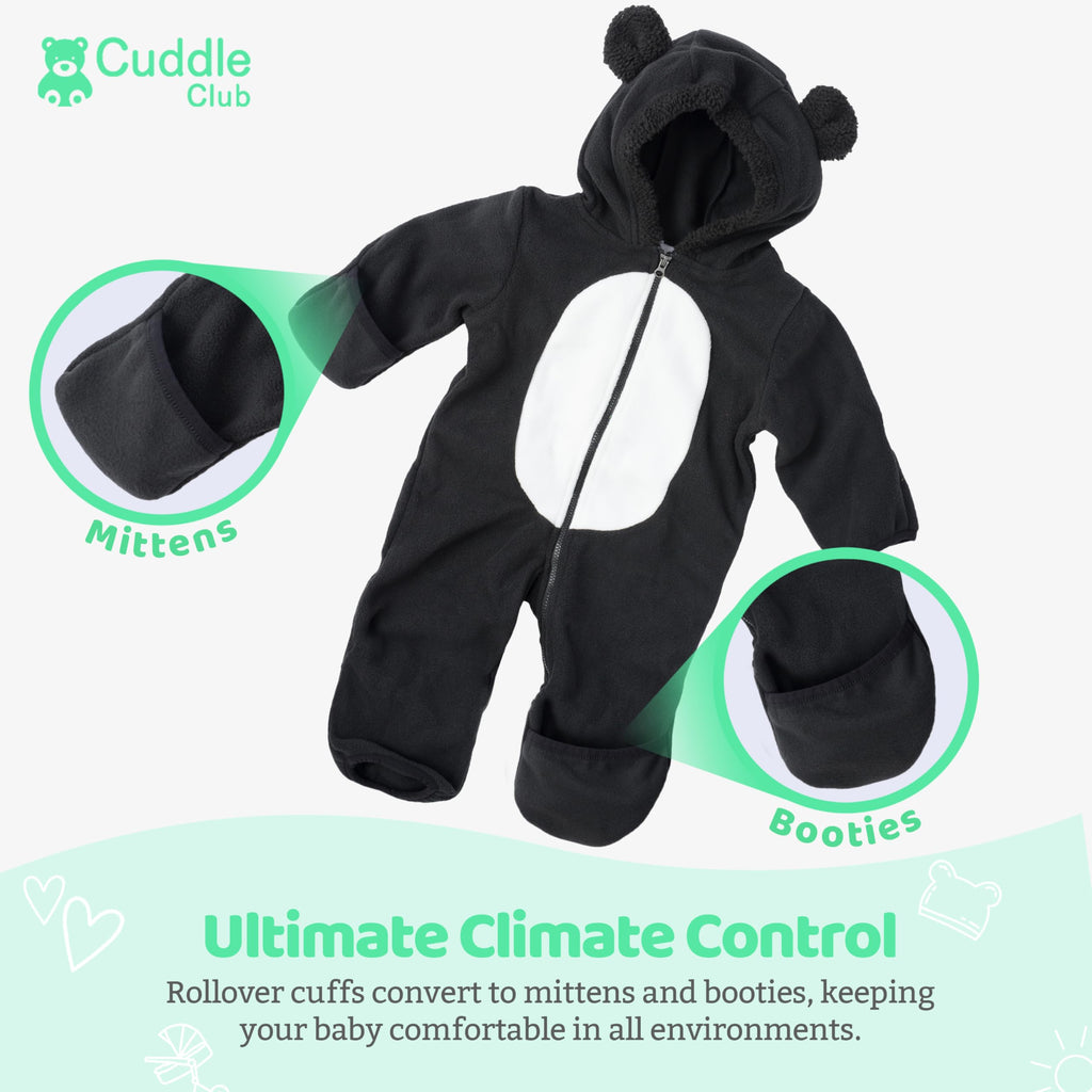 Cuddle Club Fleece Baby Bunting Bodysuit – Infant One Piece Kids Hooded Romper Outerwear Toddler Jacket