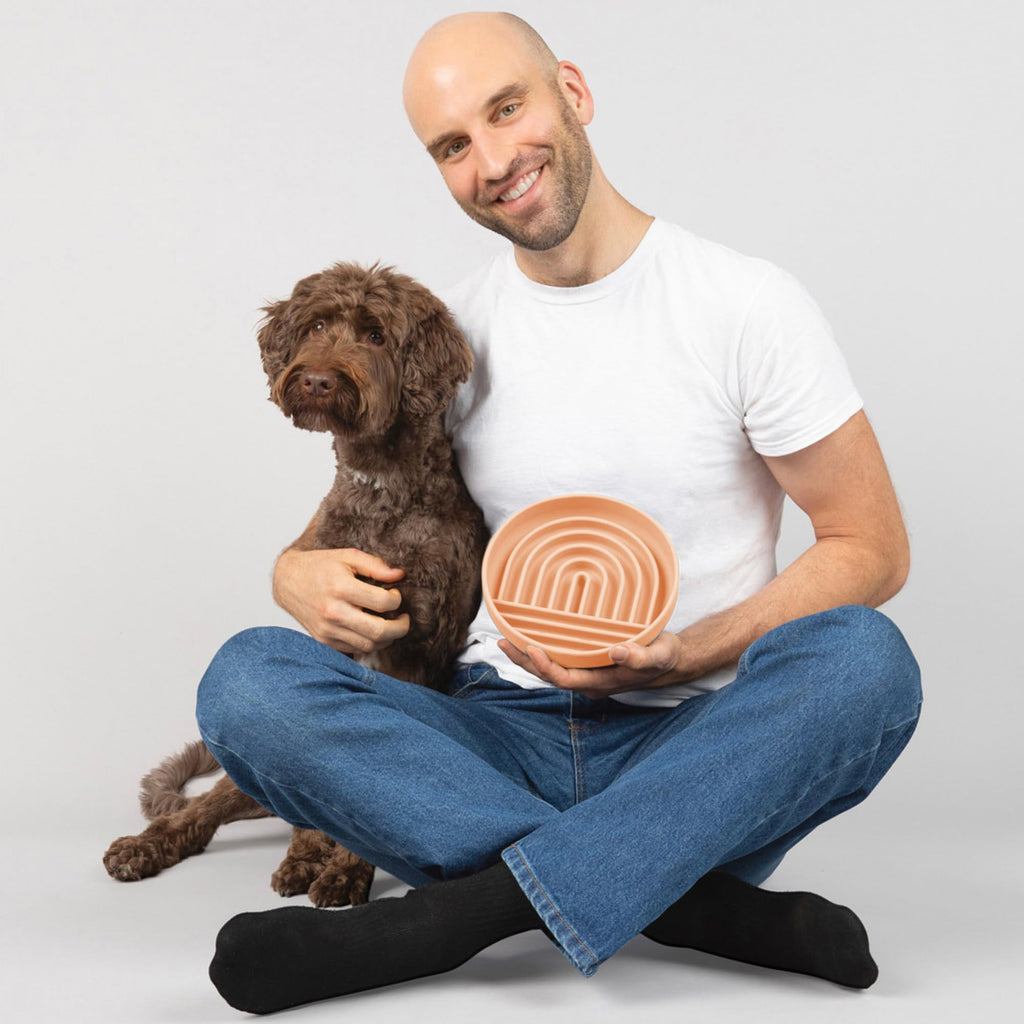 Should We Go? Slow Feeder Dog Bowls - Medium Size Silicone Slow Eating Dog Bowl for Puppies & Dogs with Suction Cup -Dishwasher-Safe, Lick Mat Design, Reduces Gulping,for All Breeds,7.5”x1.5”- Blush