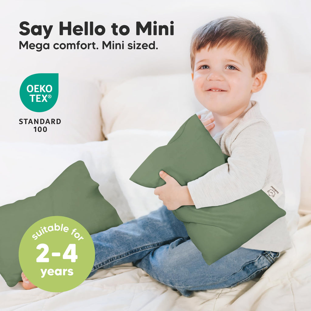 Mini Toddler Pillow with Pillowcase, 9x13 My Dreamy Pillow (Jungle Green)