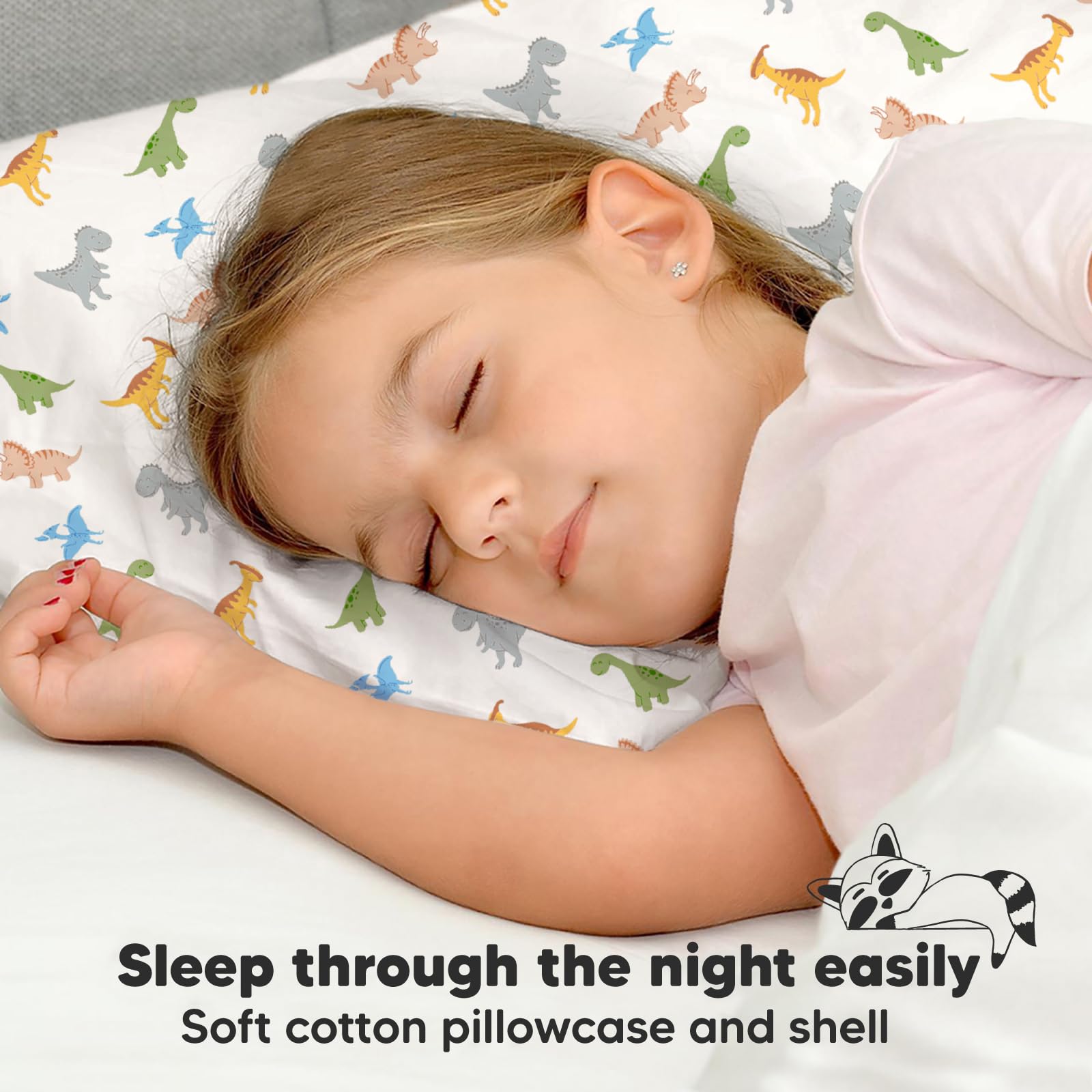 Toddler Pillow with Pillowcase, 13x18 My Little Dreamy Pillow (Roarsome)