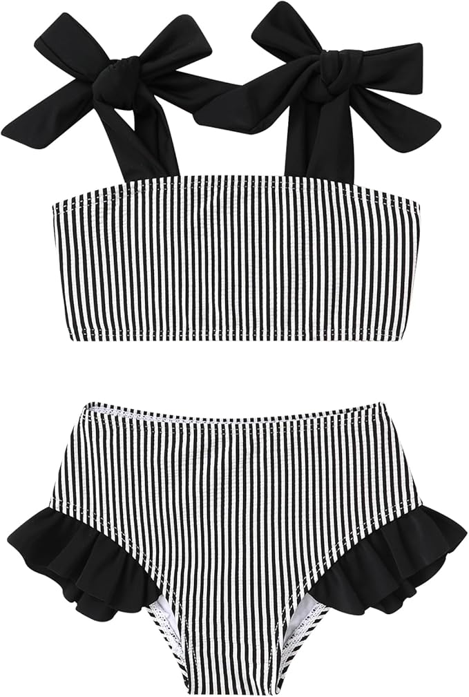YOUNGER TREE Toddler Girls Two Pieces Swimsuit Color Block Stripe Swimwear Summer Beach Bathing Suit 18M-5T