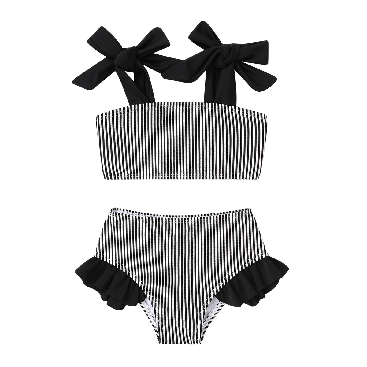 YOUNGER TREE Toddler Girls Two Pieces Swimsuit Color Block Stripe Swimwear Summer Beach Bathing Suit (Pink 5-6T)