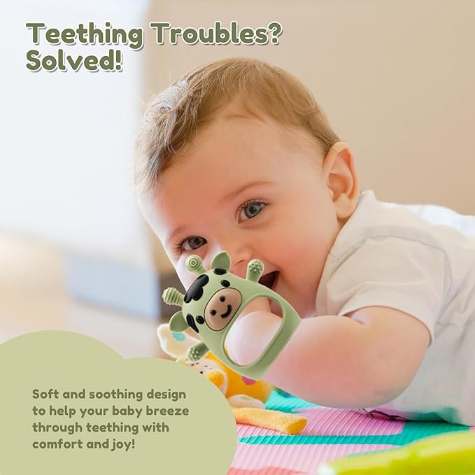 2 Pack Baby Teething Toys 0-6 6-12 Months, Adjustable Anti Dropping Wrist Teething Mittens, Food Grade Silicone Baby Chew Toys for Sucking Needs Teether for Newborns Infants Teething Relief