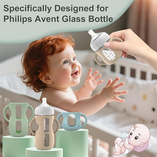 3PCS Philips Avent Glass Bottle Silicone Sleeves with Handles 8 oz