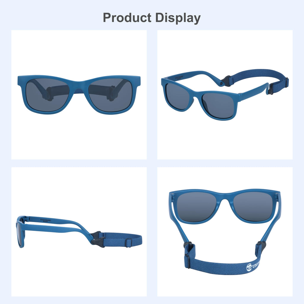 COCOSAND Flexible Baby Sunglasses with Strap Polarized UV Protection for Toddler Infant Newborn Boy Girl Age 0-24 Months