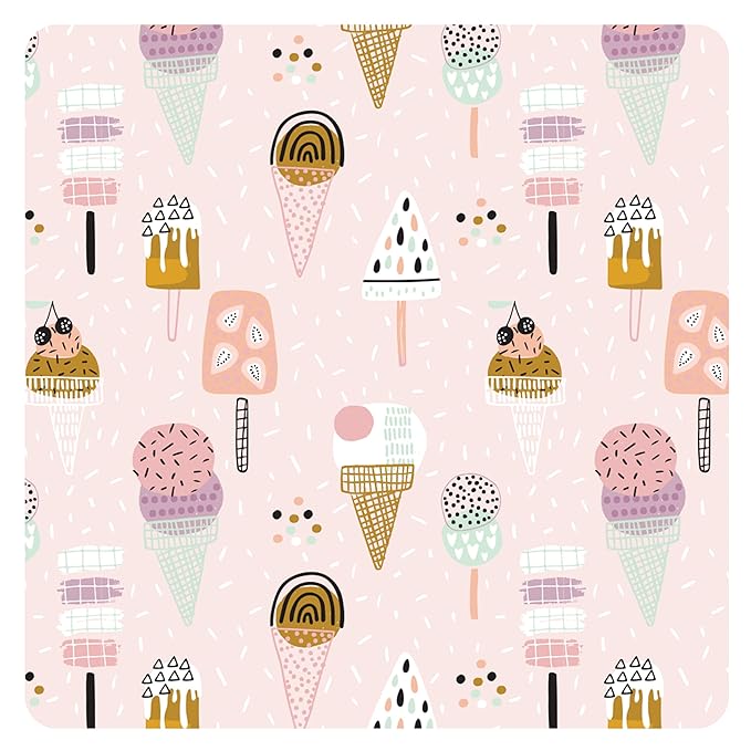 BapronBaby Flutter Pink Ice Cream Bapron - No Neck Tie Safer Bib for Baby & Toddler - Soft Waterproof Stain Resistant - Machine Washable - Sz Preschool 3-5yrs
