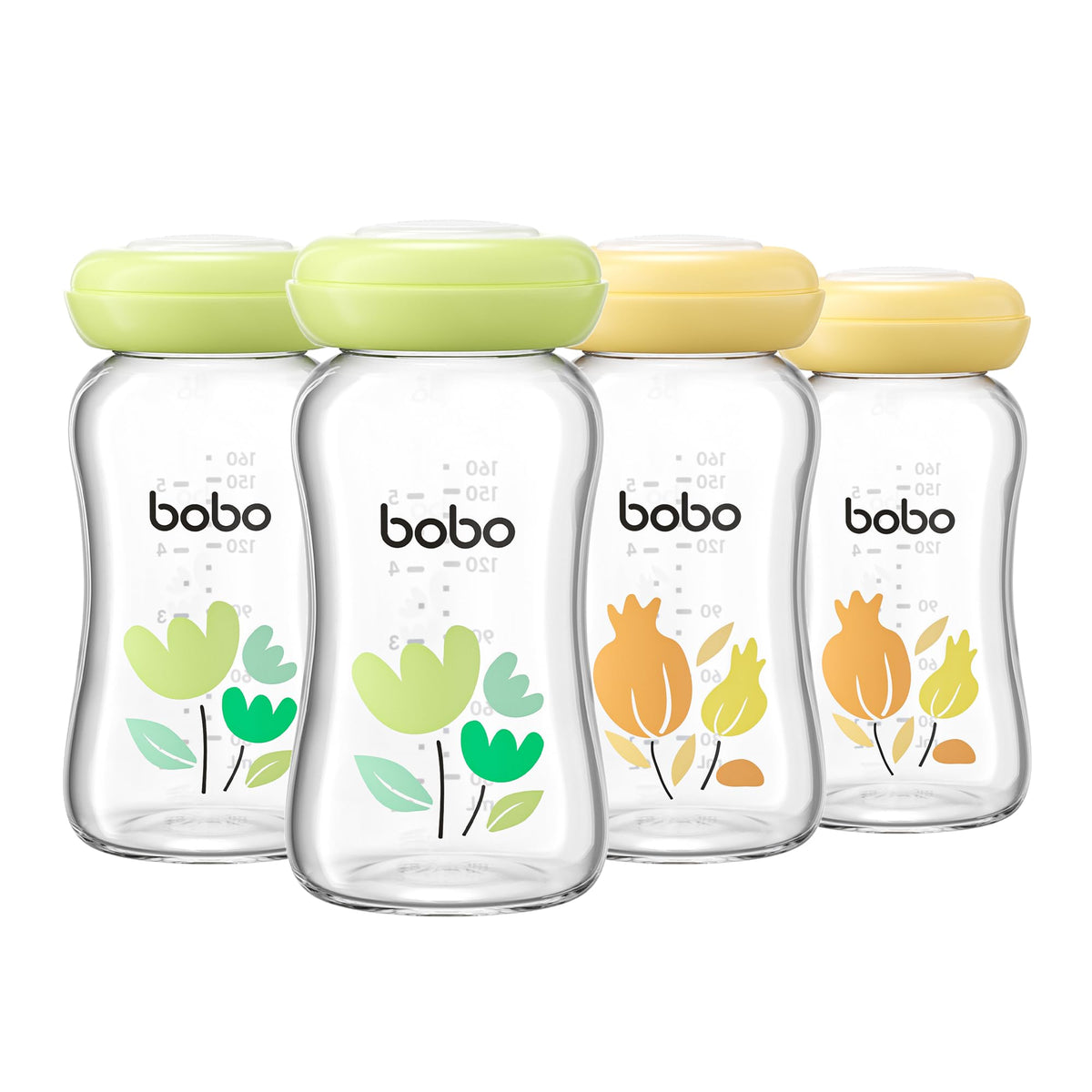 YOHKOH Glass Breast Milk Storage Bottles - 100% Leak-Proof, BPA-Free Breastmilk Storage Containers, Freezer & Dishwasher Safe, Ideal for Nursing Mothers (Red, 5.4oz (Pack of 6))