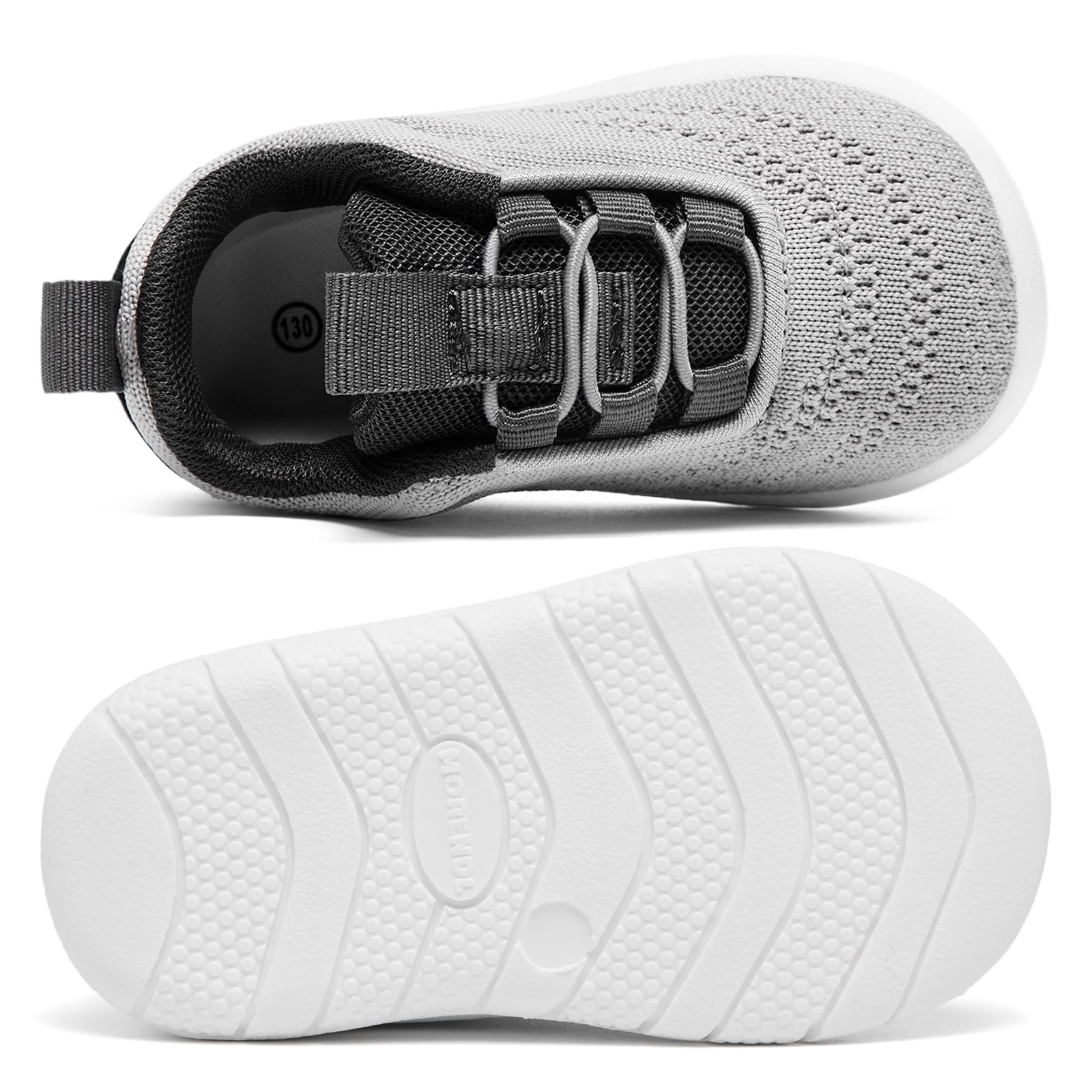 MORENDL Toddler Sneakers Baby Slip On Walking Shoes Non-Slip Breathable Boys & Girls Running Shoes Infant Tennis Shoe Grey Size 9