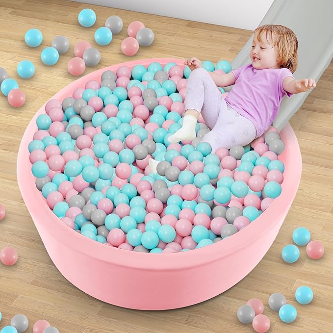 INFANS Foam Ball Pit for Toddlers with 200 Balls, 36"x 12" Large Round Ball Pool Playpen with Soft Memory Sponge Pad, BPA Free, Ideal Gift for Kids Babies Indoor Outdoor (Pink)