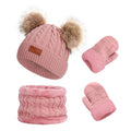 Duoyeree Baby Winter Hat Scarf Glove Beanie Set Girls Boys Pom Pom Knitted Beanie Mitten Scarves for Toddler 0-3T