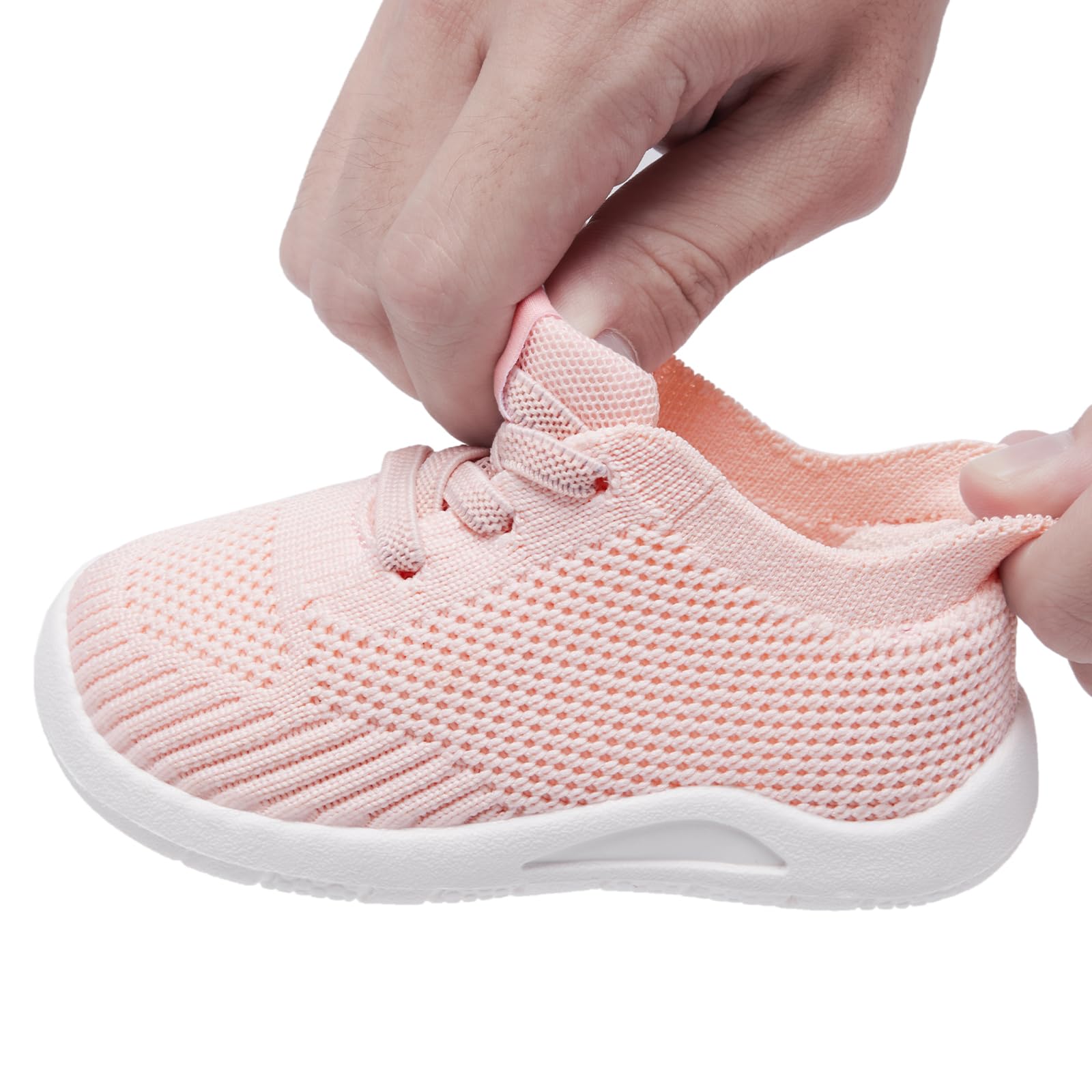 MORENDL Toddler Shoes Baby Walking Sock Shoes Infant Sneakers Boy Girl Barefoot Tennis Shoe Non-Slip Brethable Light Orange Size 8