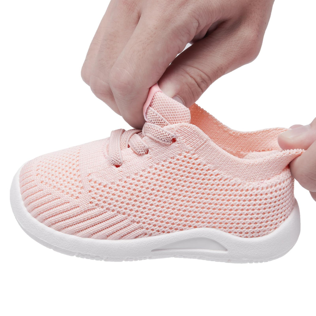 MORENDL Toddler Shoes Baby Walking Sock Shoes Infant Sneakers Boy Girl Barefoot Tennis Shoe Non-Slip Brethable Light Orange Size 9