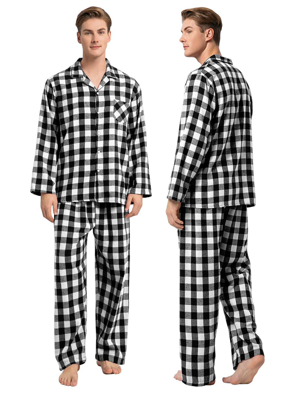 Schbbbta Family Plaid Pajamas Set, Baby Toddler Little Boy's Girl's 2-Piece Button Down Sleepwear Pjs, Black White, 18-24 Months = Tag 90