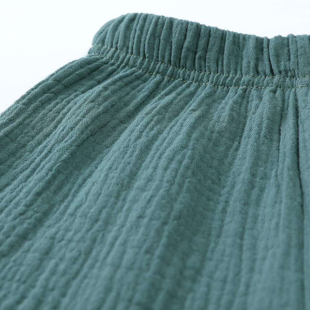 MYGBCPJS Baby Boys Girls 3 Pack Cotton Linen Long Bloomers Ankle Length Trousers Kids Lightweight Elastic Waist Harem Pants