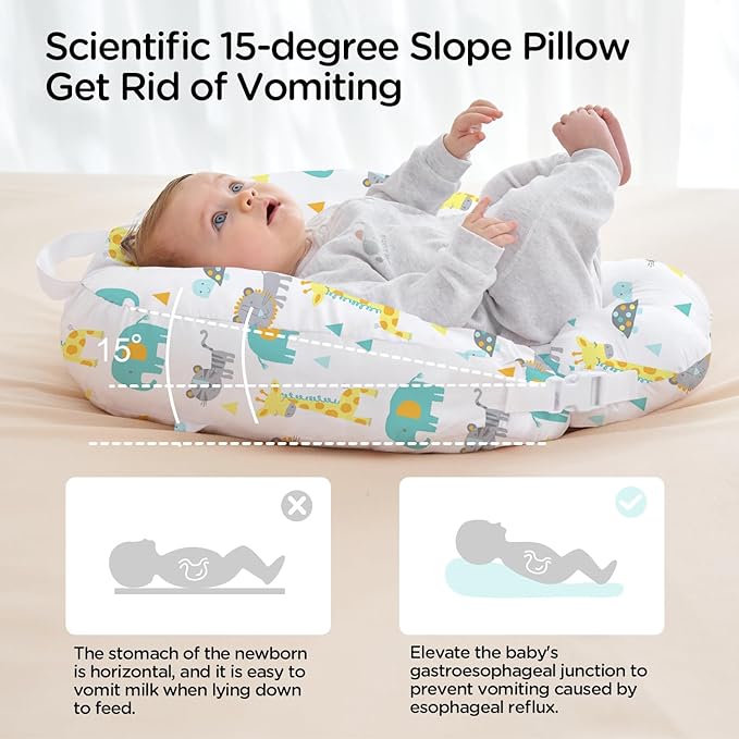 Little Grape Land Nursing Pillow, Multifunctional Breast Feeding Pillow with Arm Pillow, 3pk Baby Support Pillow with Adjustable Waist Strap and Removable Cover, Woodland Animals