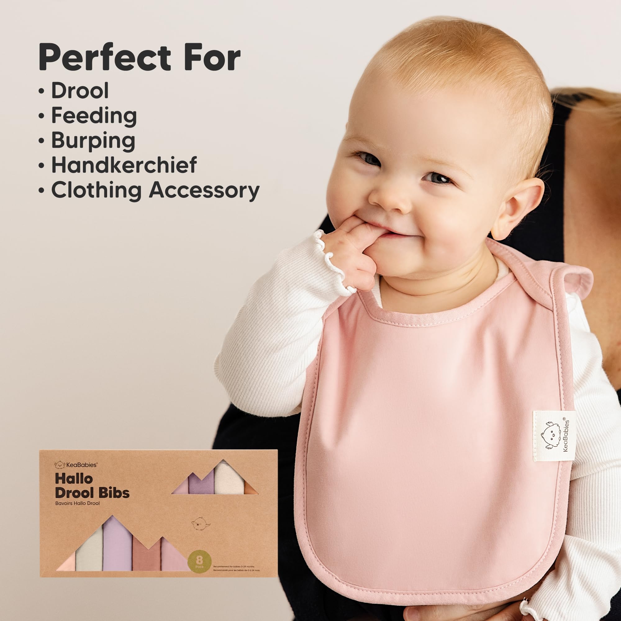 KeaBabies 8-Pack Bibs for Baby Girls, Boys Pullover Baby Bibs 6-36M (Mauve)