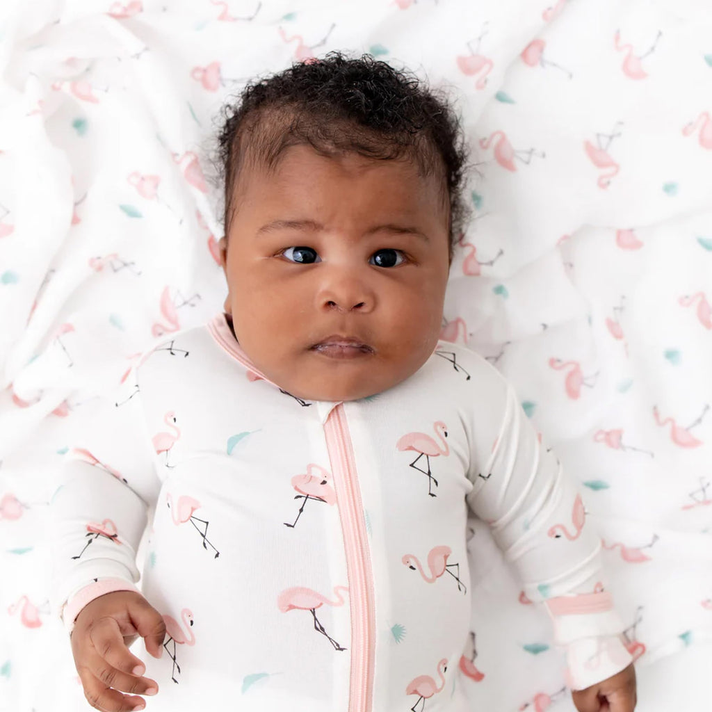 Bamboo Little Soft Baby Footie Pajamas, Baby Clothes, Newborn Sleepers, 95% Viscose and 5% Spandex, Flamingo, 18-24 Months