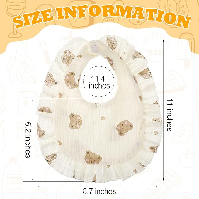 Mepase 10 Pcs Large Muslin Baby Girl Bibs Drool Teething Bibs Lap Shoulder for Boy Girls Teething(Retro Colors)