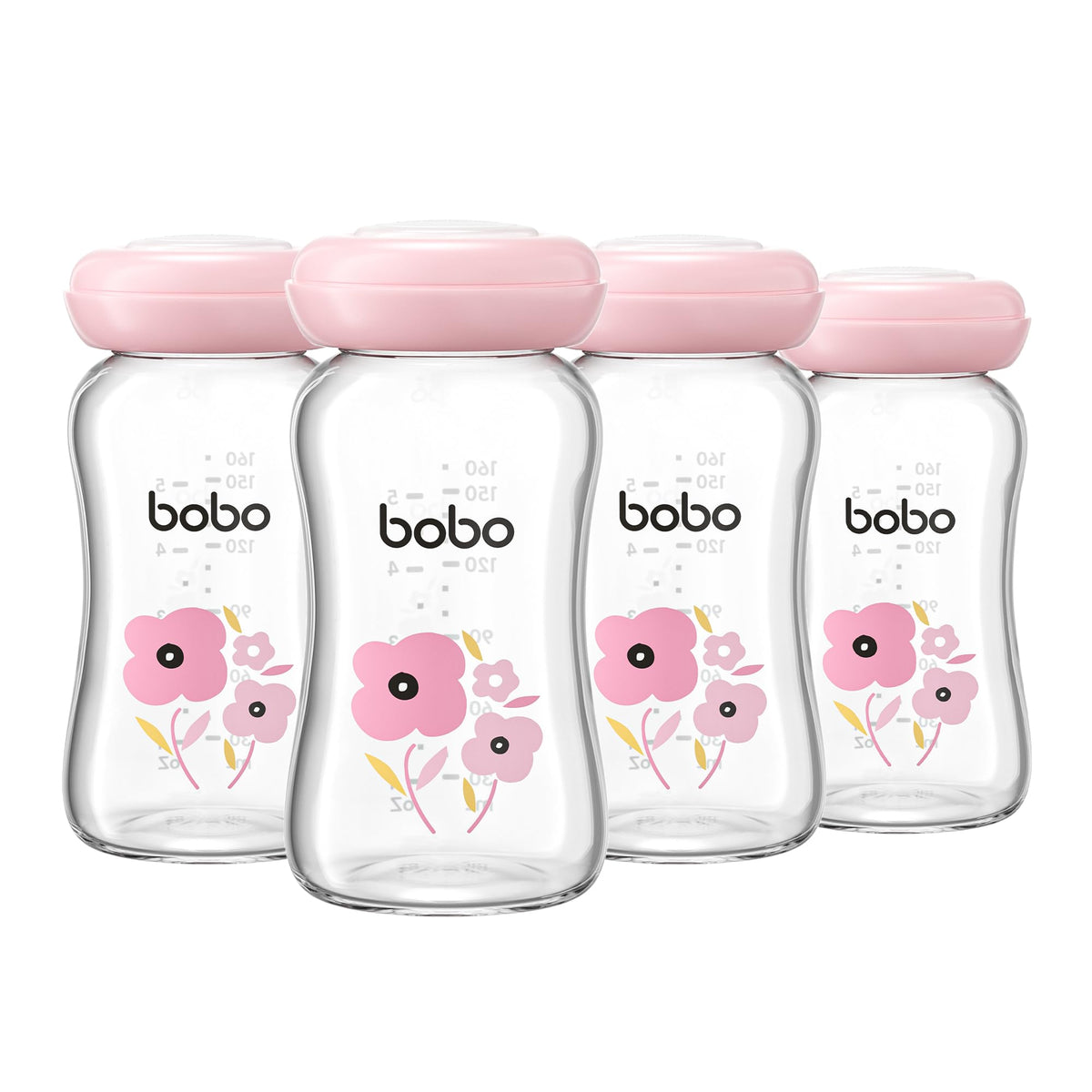 YOHKOH Glass Breast Milk Storage Bottles - 100% Leak-Proof, BPA-Free Breastmilk Storage Containers, Freezer & Dishwasher Safe, Ideal for Nursing Mothers (Red, 5.4oz (Pack of 6))
