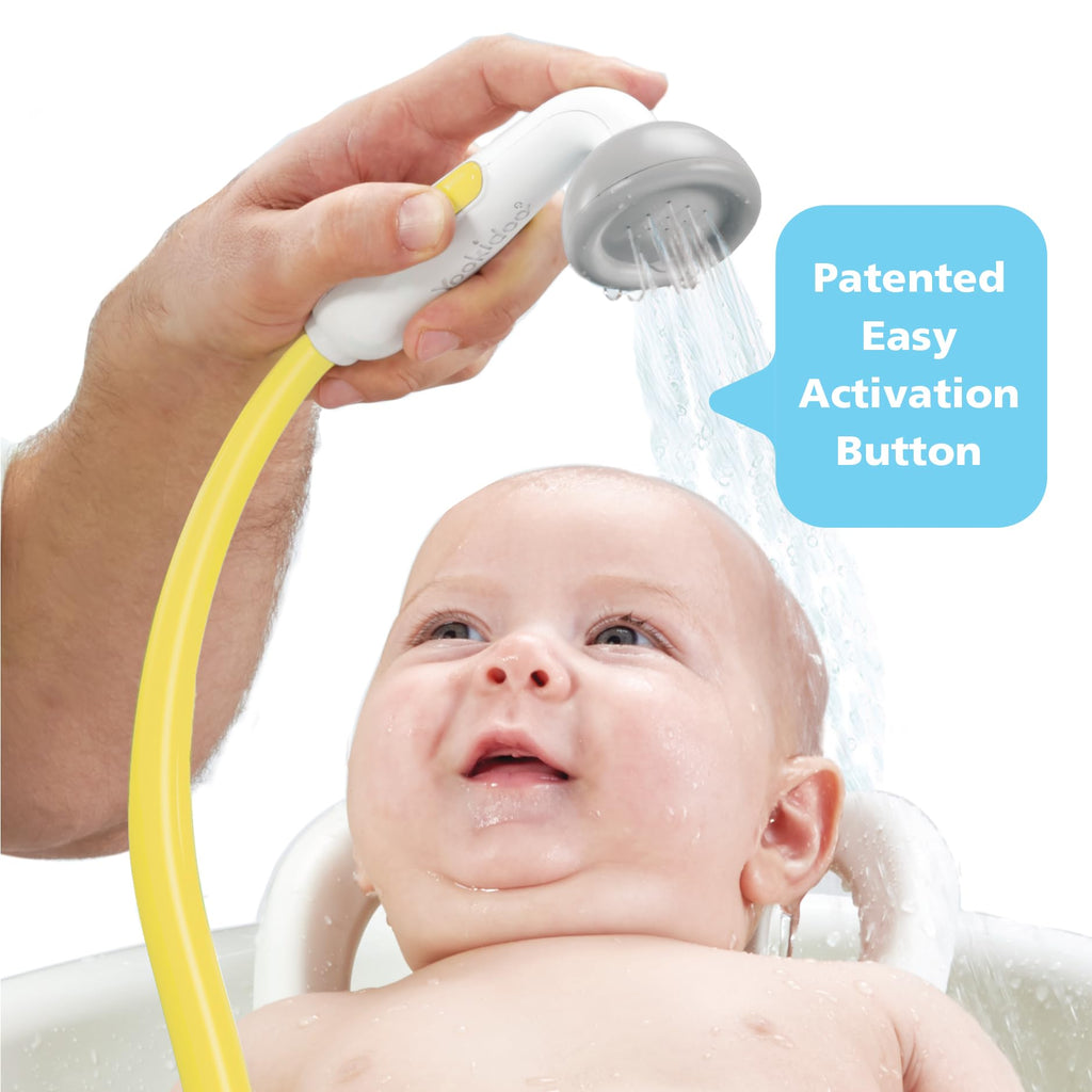 Yookidoo Baby Bath Shower Head - Elephant Water Pump and Trunk Spout Sprayer - One Handed Flow Control for Newborn Babies in Tub Or Sink (Yellow)