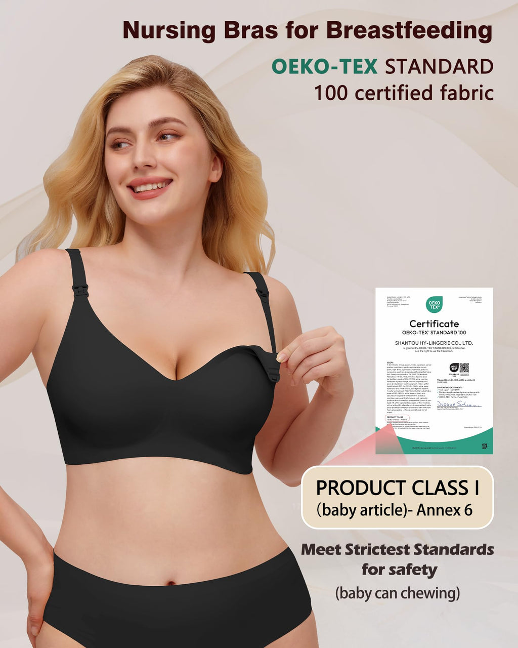 As Fairy Wireless Nursing Bra Jelly Support Maternity Bra Black L