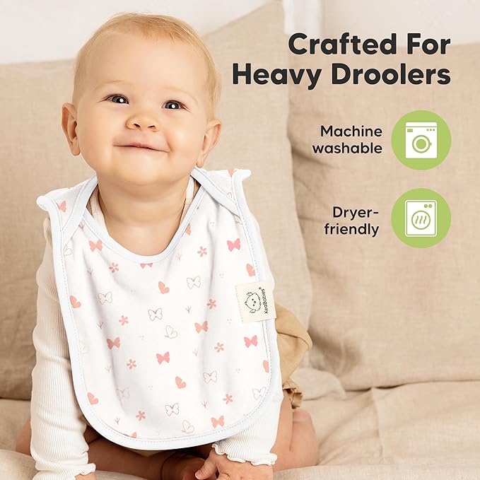 8-Pack Baby Bibs for Boys, Girls - Pullover Bibs for Drooling Teething Baby Girl & Boy Toddler, Newborn, Soft & Absorbent, Cute Colors, Large Torso Coverage Keep Infant Clean & Dry (Butterflies)