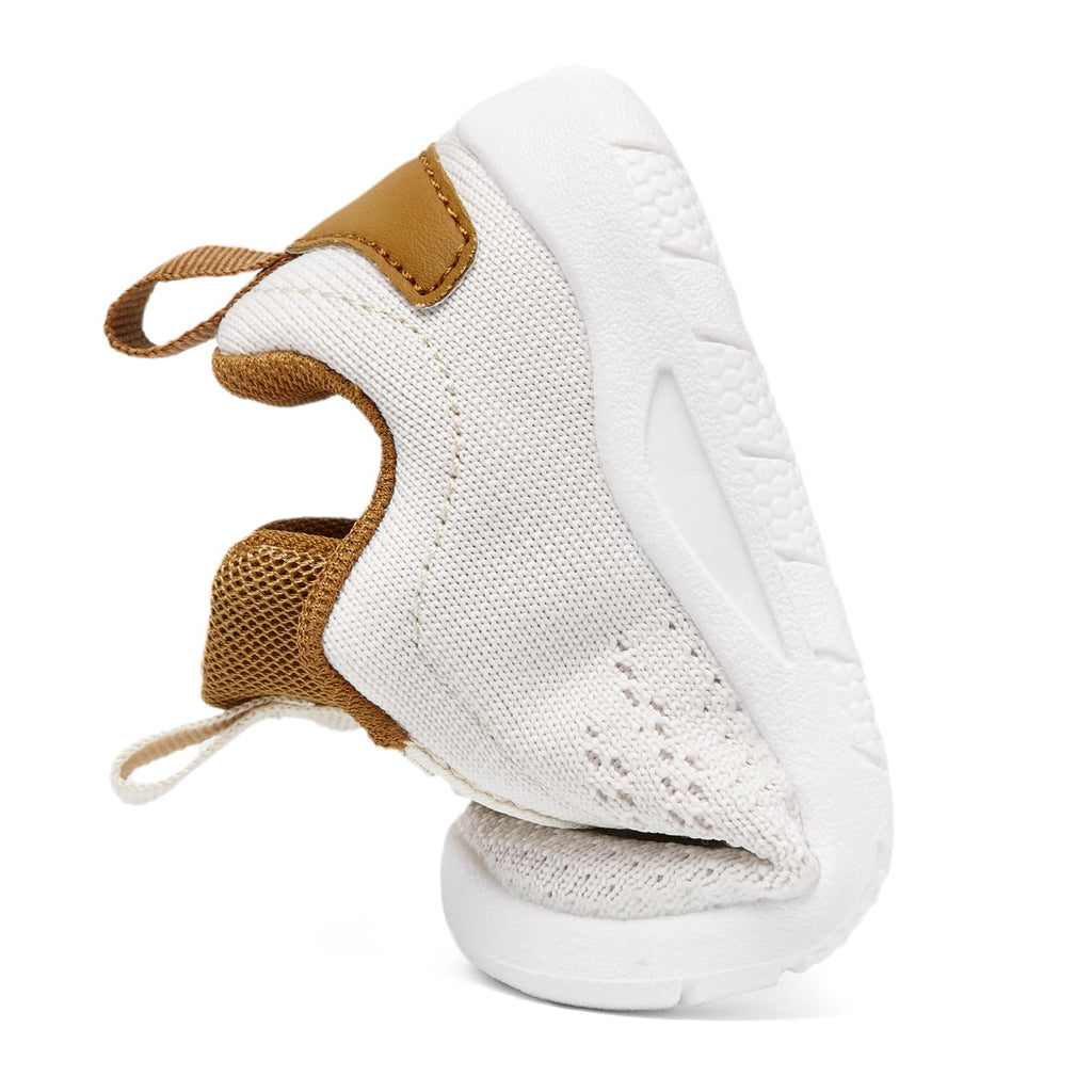 MORENDL Toddler Sneakers Baby Slip On Walking Shoes Non-Slip Breathable Boys & Girls Running Shoes Infant Tennis Shoes Beige Brown 12-15 Months Size 5