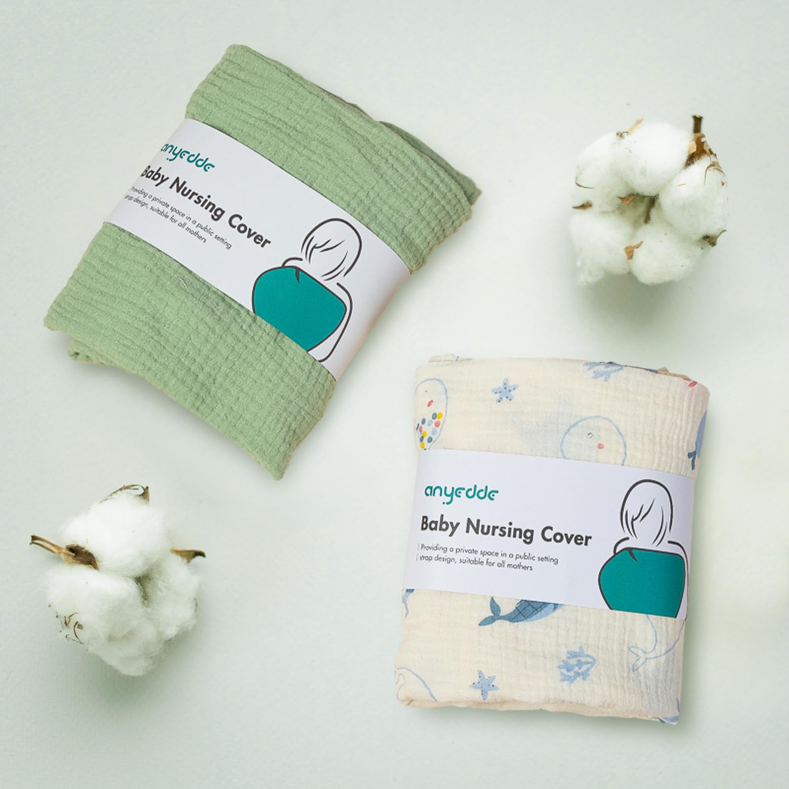 ANYEDDE 2-Pack Nursing Cover for Breastfeeding, Muslin Breastfeeding Covers