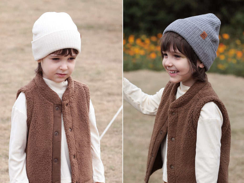 Moon Kitty 2 Pack Boys Beanies Soft Warm Kids Beanie Knitted Toddler Beanie Hats Caps for Boys Girls