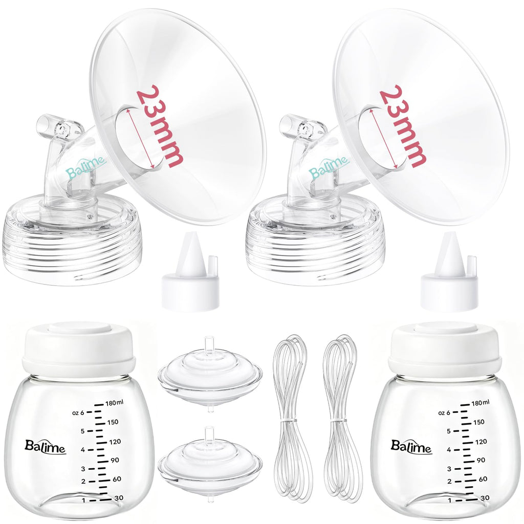 BALIME Pump Parts Compatible with Spectra S1/S2/9 Plus, Not Original Accessories, Full Set Replacements Include 23mm Flanges, Valves, Backflow Protectors (Duckbills Included), Tubings and Bottles