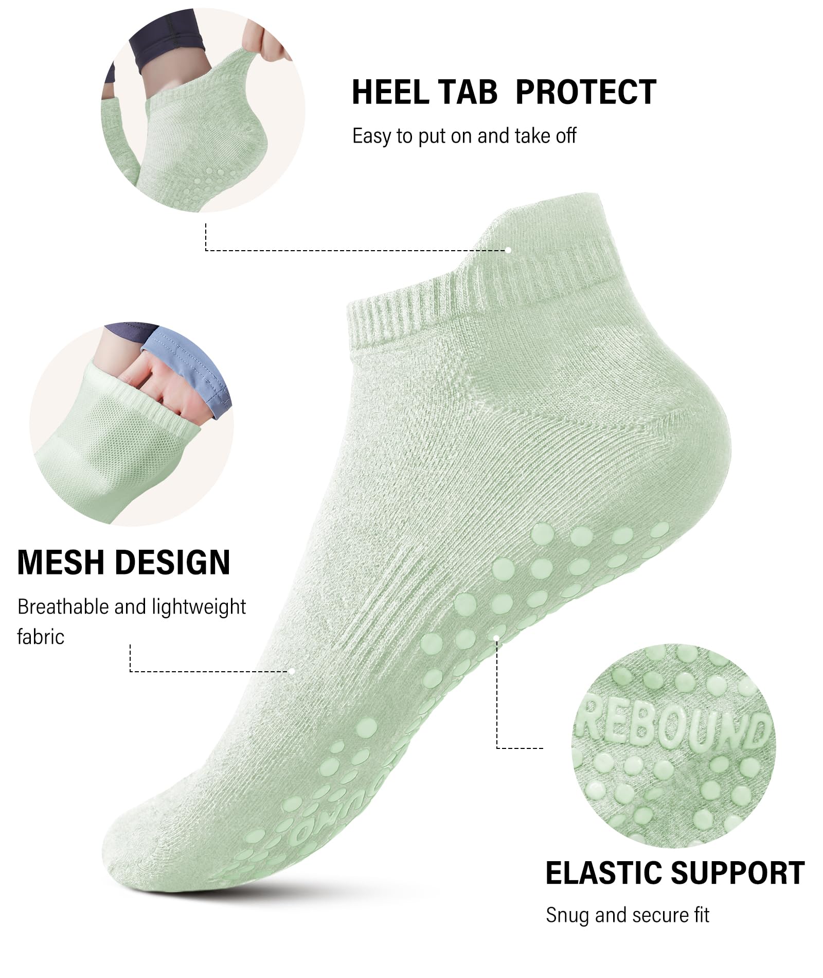 DIBAOLONG Pilates Socks with Grips for Women Yoga Socks Non Slip for Hospital, Pergnancy, Barre, Ballet, Dance, Workout 3 Pairs