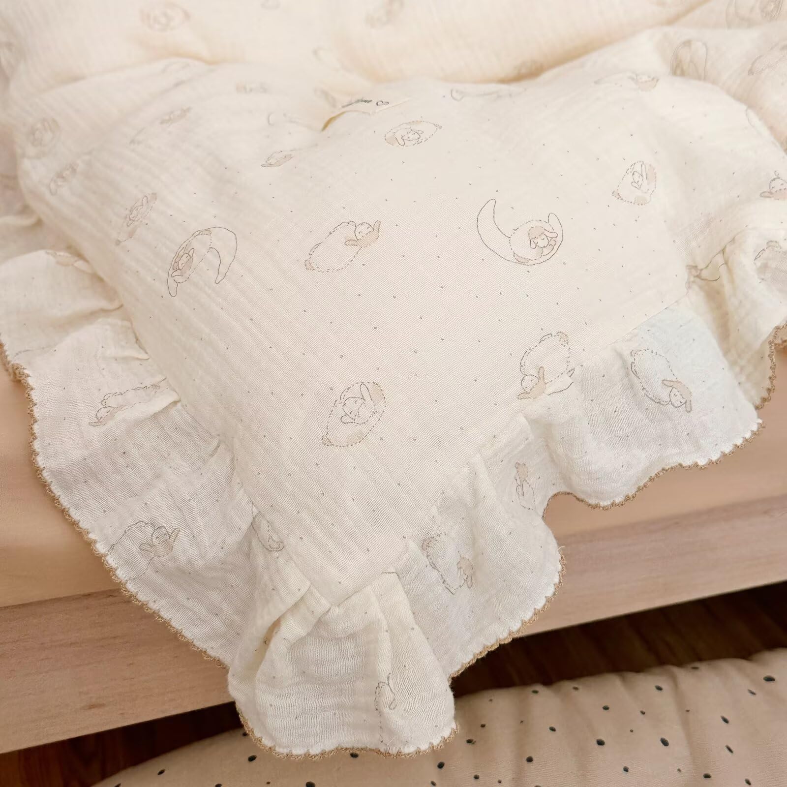 BuLuTu Muslin Toddler Pillow Case, 14"x20", Envelope Closure, 100% Cotton, Girls Boys Pillow Cover, Cute Sheep Pattern Kids Pillowcase Fit for Pillows 12"x16"/13"x18"/14"x19", 1 Pack